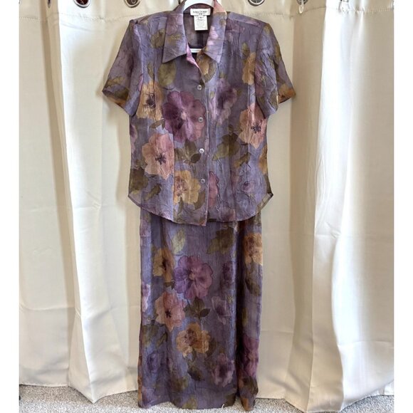 Vtg Miss Dorby Dress Size 10 2 Piece Set Floral Fairy Sheer Crinkle Boho 19179 - Picture 1 of 15